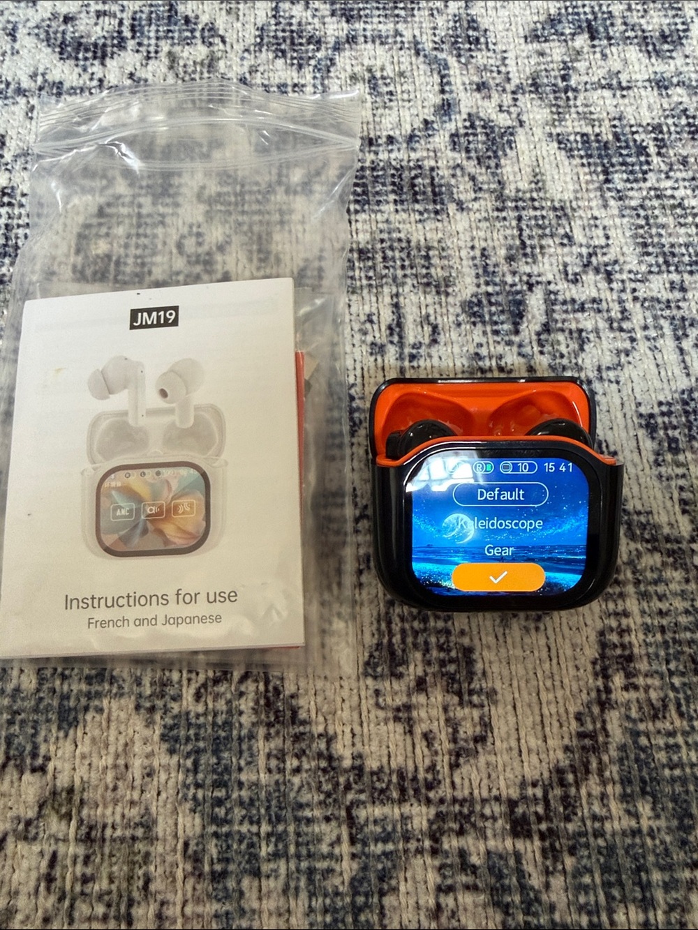 Wireless Touch Screen JM19 Bluetooth Earbuds with Orange Charging Case
